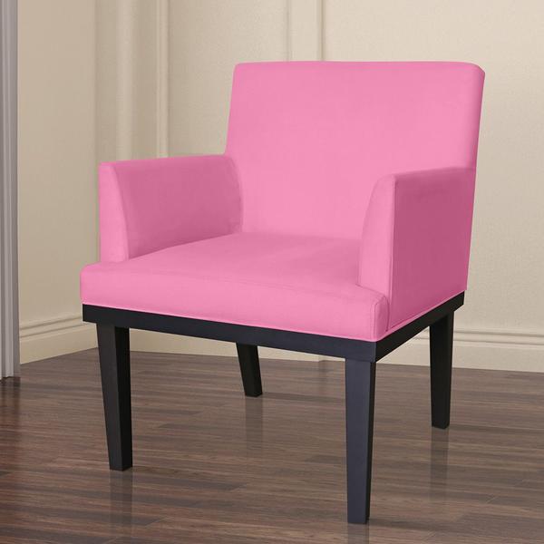 Imagem de Kit 02 Poltronas Decorativa Vitória Sala e Recepção Com Base de Madeira Suede Rosa - DS Estofados