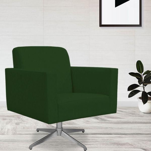 Imagem de Kit 02 Poltronas Decorativas Base Giratória Sala de Estar Helô L02 Suede Verde Musgo - Lyam Decor