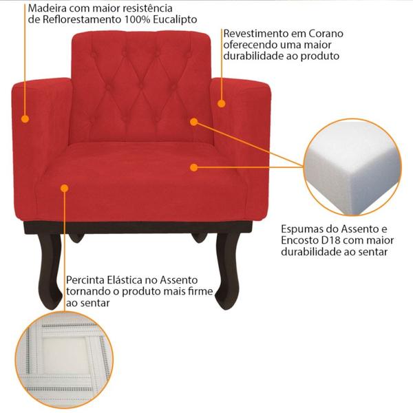 Imagem de Kit 02 Poltronas Decorativas Classic Sintético Vermelho - AM Decor