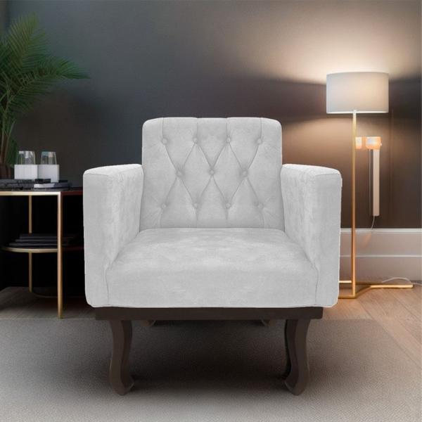 Imagem de Kit 02 Poltronas Decorativas Classic Suede Branco - AM Decor