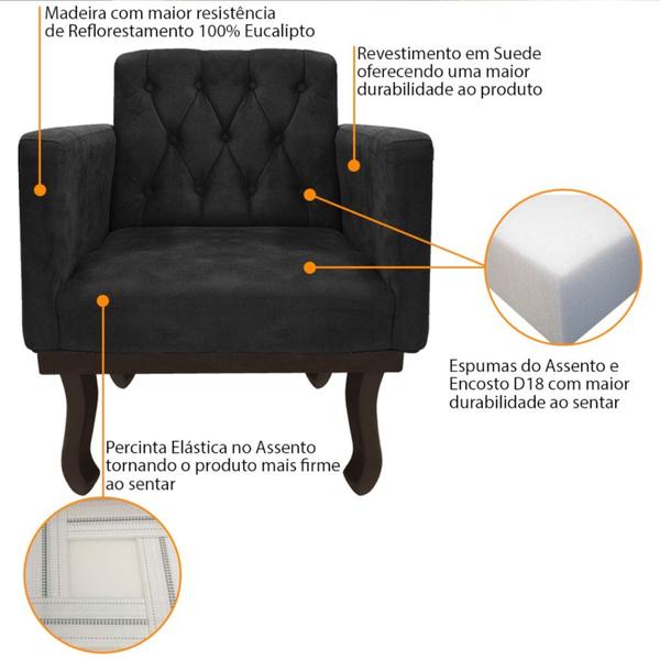 Imagem de Kit 02 Poltronas Decorativas Classic Suede Preto - AM Decor