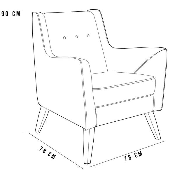 Imagem de Kit 02 Poltronas Decorativas com Pés de Madeira Taroba D02 Linho Chumbo D-465 - Lyam Decor