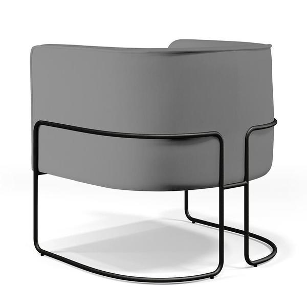 Imagem de Kit 02 Poltronas Decorativas Fixa Base de Aço Preto Betina D02 Veludo Cinza B-317 - Lyam Decor