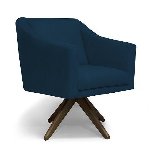 Imagem de Kit 02 Poltronas Decorativas Gabriela Suede Azul Marinho Base Giratória - MeuLar Decorações