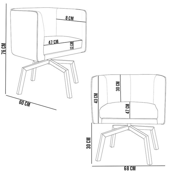 Imagem de Kit 02 Poltronas Decorativas Giratória Base Ka Betina D02 Linho Verde Musgo C-117 - Lyam Decor