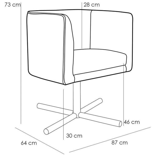 Imagem de Kit 02 Poltronas Decorativas Giratória Base X Betina D02 Linho Cinza C-315 - Lyam Decor