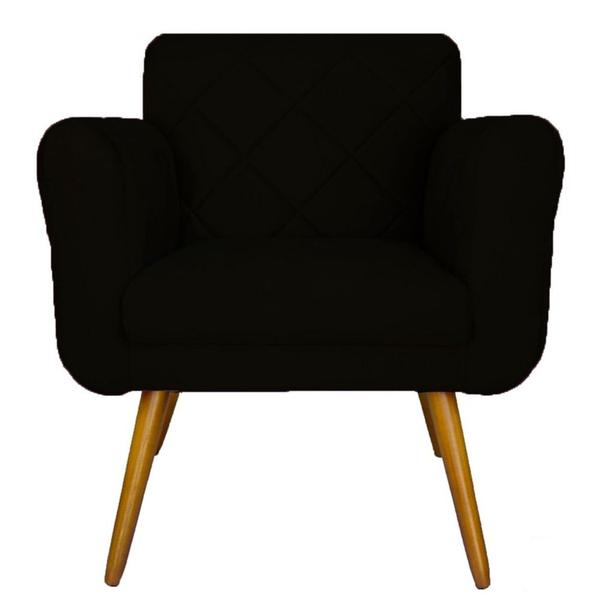 Imagem de Kit 02 Poltronas Decorativas Isa em Tressê Suede Preto - DS Estofados