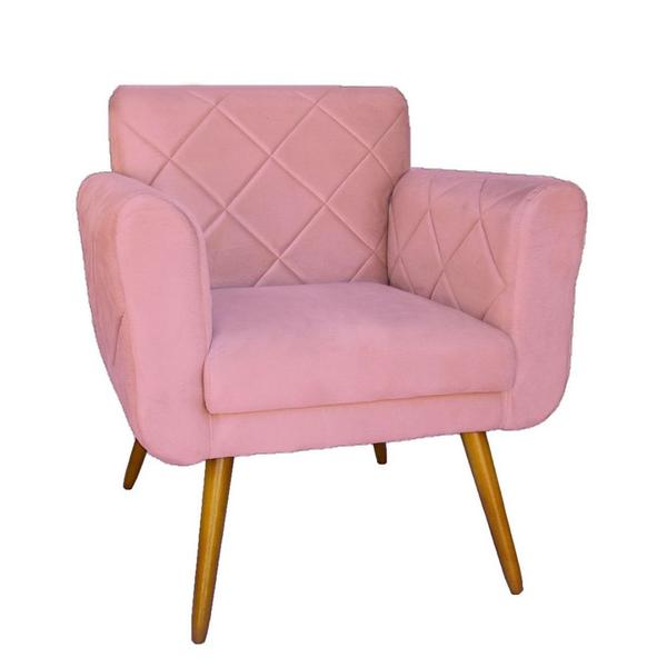 Imagem de Kit 02 Poltronas Decorativas Isa em Tressê Suede Rosa - DS Estofados