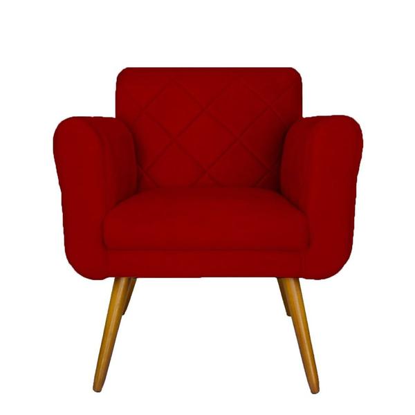 Imagem de Kit 02 Poltronas Decorativas Isa em Tressê Suede Vermelho - DS Estofados