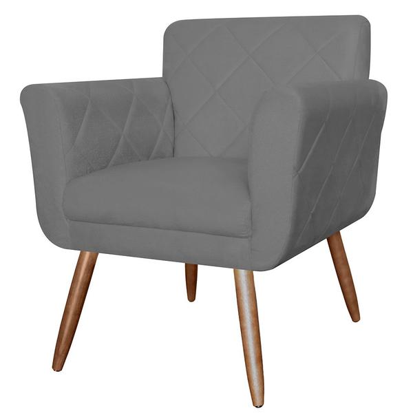 Imagem de Kit 02 Poltronas Decorativas Isabela em Tressê Pés Palito Suede Cinza - DS Estofados