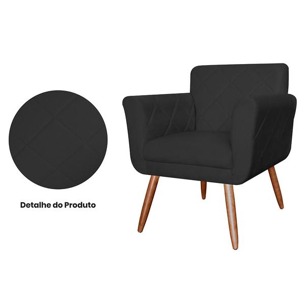 Imagem de Kit 02 Poltronas Decorativas Isabela em Tressê Pés Palito Suede Preto - DS Estofados