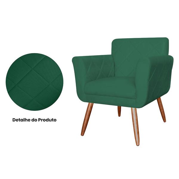 Imagem de Kit 02 Poltronas Decorativas Isabela em Tressê Pés Palito Suede Verde - DS Estofados