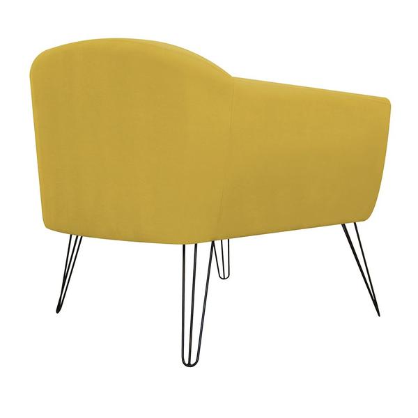 Imagem de Kit 02 Poltronas Decorativas Jolly Pés Aramado Suede Amarelo - DS Estofados