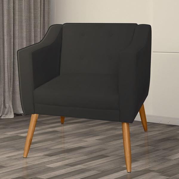 Imagem de Kit 02 Poltronas Decorativas Lavinia Pés Palito Suede Preto - DS Estofados