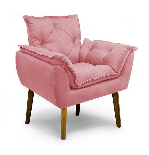 Imagem de Kit 02 Poltronas Decorativas Liza Suede Rosa - Meu Lar Decorações