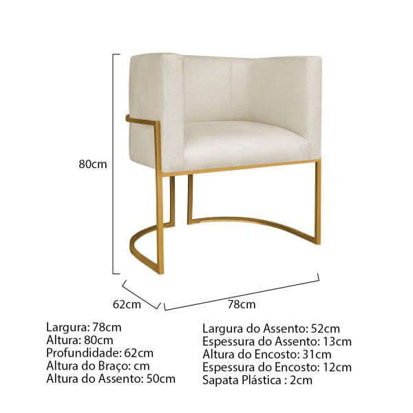 Imagem de Kit 02 Poltronas Decorativas Luna Base de Ferro Dourado Linho