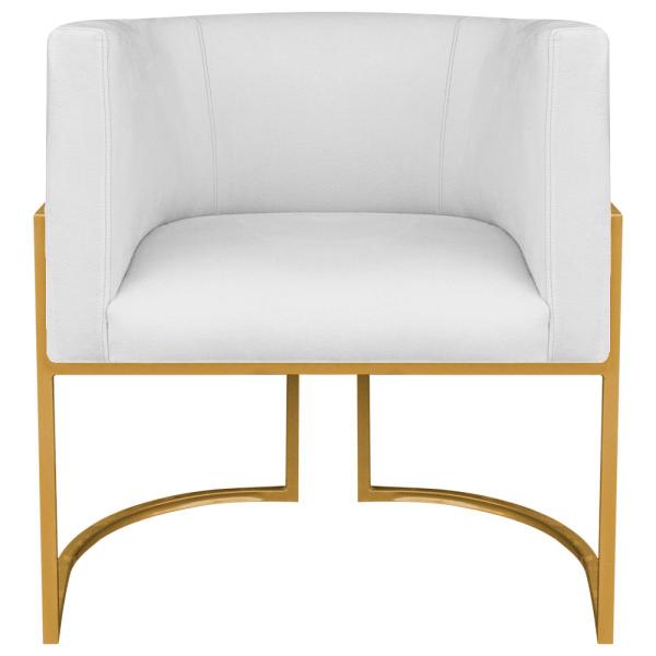 Imagem de Kit 02 Poltronas Decorativas Luna Base de Ferro Dourado Sintético