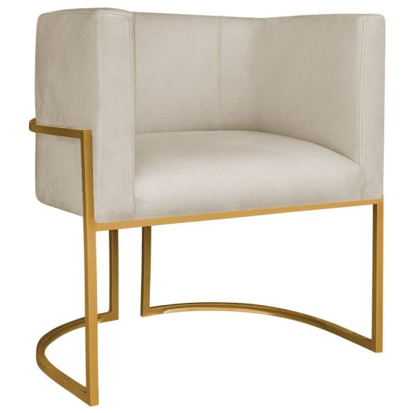 Imagem de Kit 02 Poltronas Decorativas Luna Base de Ferro Dourado Suede