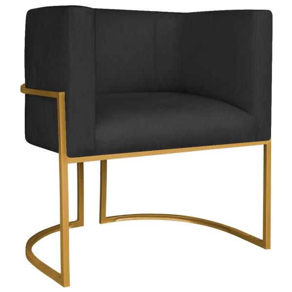 Imagem de Kit 02 Poltronas Decorativas Luna Base de Ferro Dourado Suede