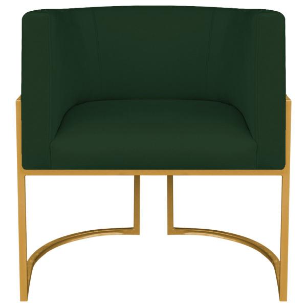 Imagem de Kit 02 Poltronas Decorativas Luna Base de Ferro Dourado Suede