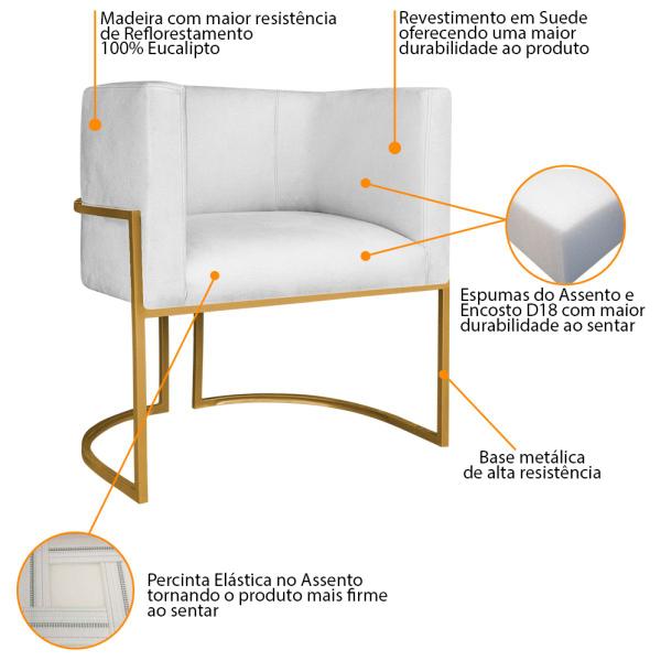 Imagem de Kit 02 Poltronas Decorativas Luna Base de Ferro Dourado Suede