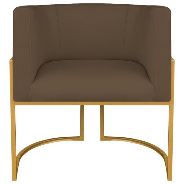 Imagem de Kit 02 Poltronas Decorativas Luna Base de Ferro Dourado Suede