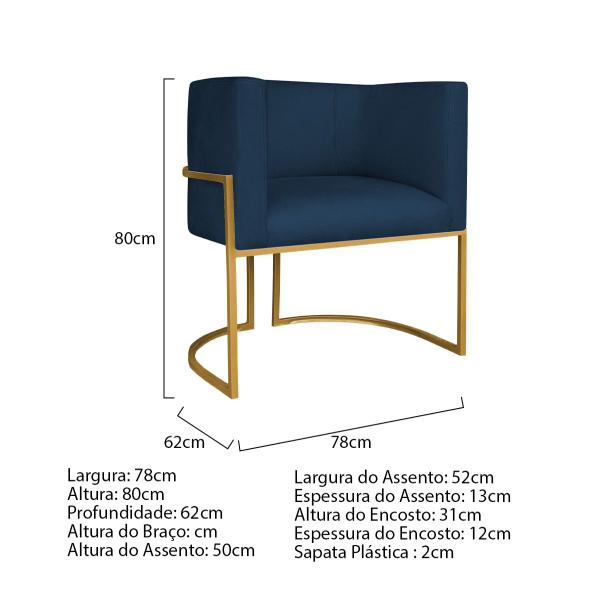 Imagem de Kit 02 Poltronas Decorativas Luna Base de Ferro Dourado Suede