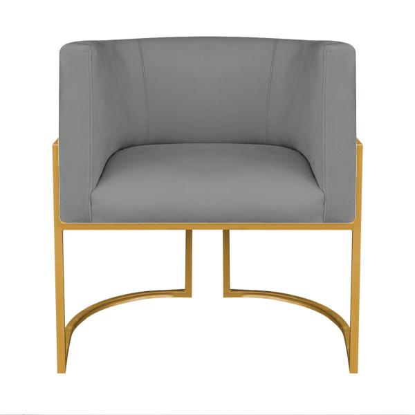 Imagem de Kit 02 Poltronas Decorativas Luna Base de Ferro Dourado Suede