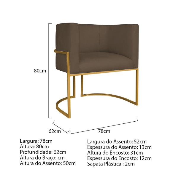 Imagem de Kit 02 Poltronas Decorativas Luna Base de Ferro Dourado Suede