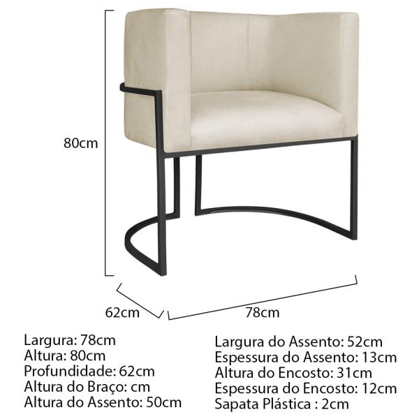 Imagem de Kit 02 Poltronas Decorativas Luna Base de Ferro Preto Bouclé