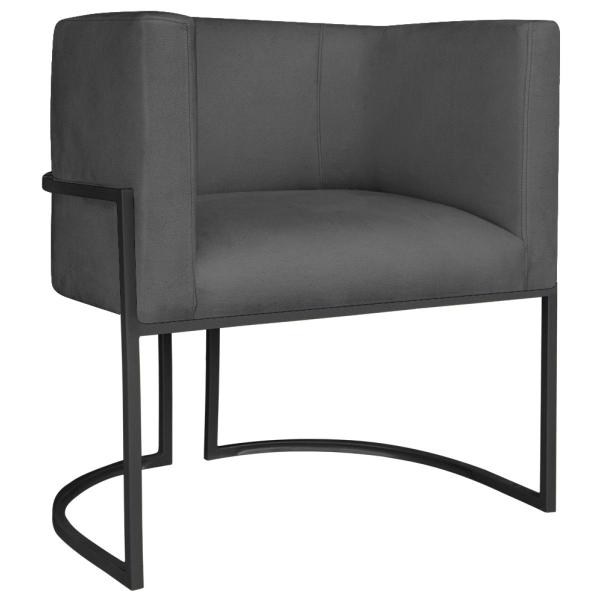 Imagem de Kit 02 Poltronas Decorativas Luna Base de Ferro Preto Linho