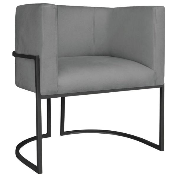 Imagem de Kit 02 Poltronas Decorativas Luna Base de Ferro Preto Sintético