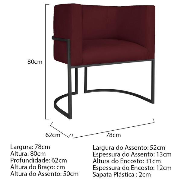 Imagem de Kit 02 Poltronas Decorativas Luna Base de Ferro Preto Suede