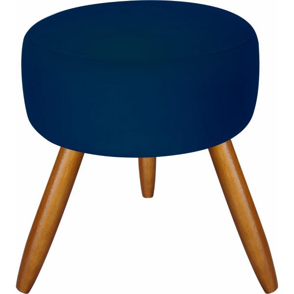 Imagem de Kit 02 Poltronas Decorativas Lux E Puff Suede Azul Marinho