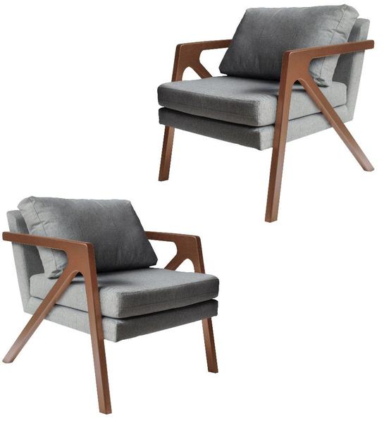 Imagem de Kit 02 Poltronas Decorativas Madeira Maciça Super Luxo Itália - Zahav Estofados