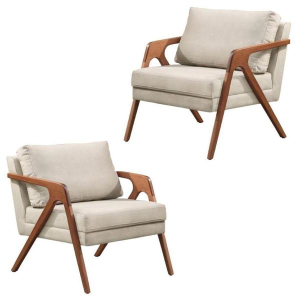 Imagem de Kit 02 Poltronas Decorativas Madeira Maciça Super Luxo Mona - Zahav Estofados