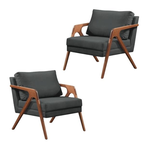 Imagem de Kit 02 Poltronas Decorativas Madeira Maciça Super Luxo Mona - Zahav Estofados