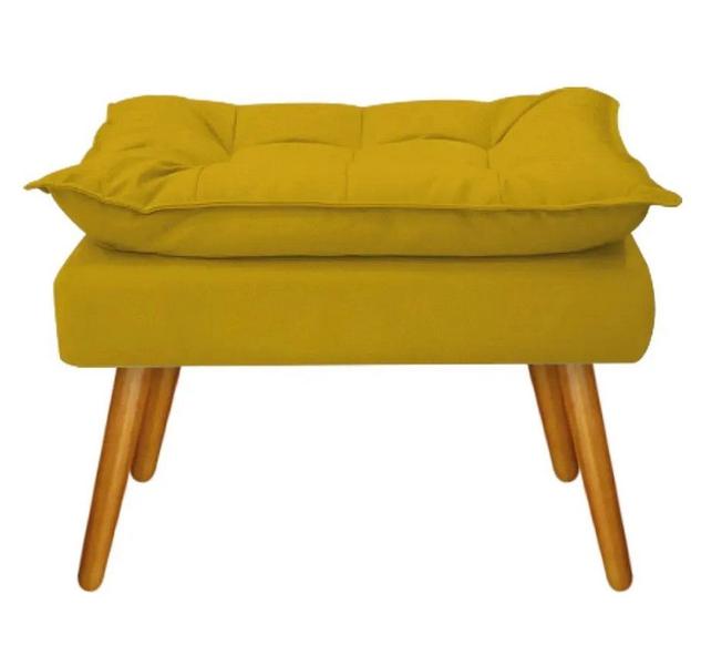 Imagem de Kit 02 Poltronas decorativas mais um Puff Opalla Pés Palito Amarelo - DS Estofados