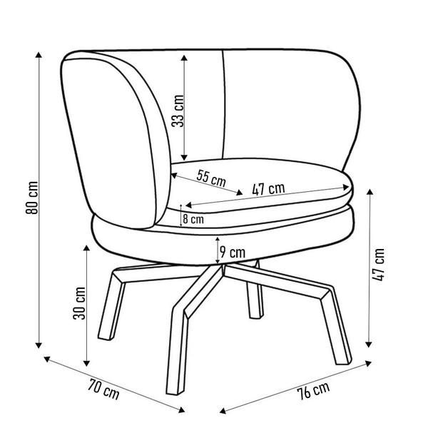 Imagem de Kit 02 Poltronas Decorativas Melissa Base Ka Giratória Castanho C-129 Linho Bege Escuro - Domi