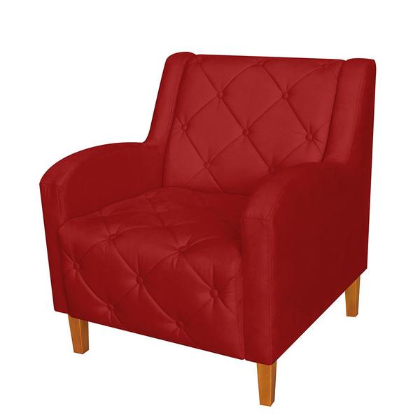 Imagem de Kit 02 Poltronas Decorativas Munique Pés Trapézio Suede Vermelho - DS Estofados