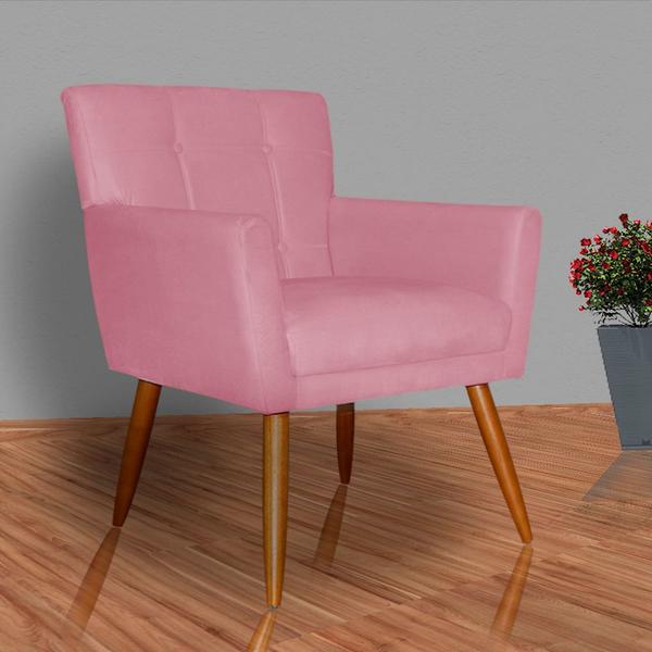 Imagem de Kit 02 Poltronas Decorativas Onix Suede Rosa - SA Móveis