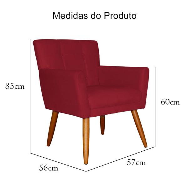 Imagem de Kit 02 Poltronas Decorativas Onix Suede Vermelho - SA Móveis