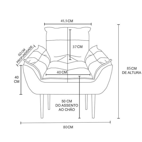 Imagem de Kit 02 Poltronas Decorativas Opala Pés Palito - Sala