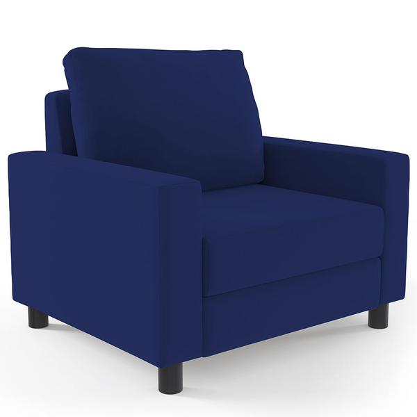 Imagem de Kit 02 Poltronas Decorativas Para Sala De Estar E Recepção Malta L02 Suede Azul Marinho - Lyam Decor