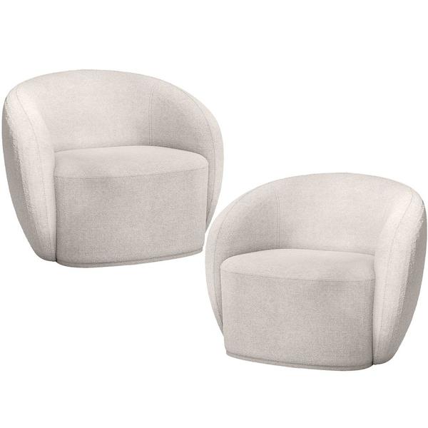 Imagem de Kit 02 Poltronas Decorativas Para Sala de Estar Living Gliese K01 Bouclê Creme - Lyam Decor