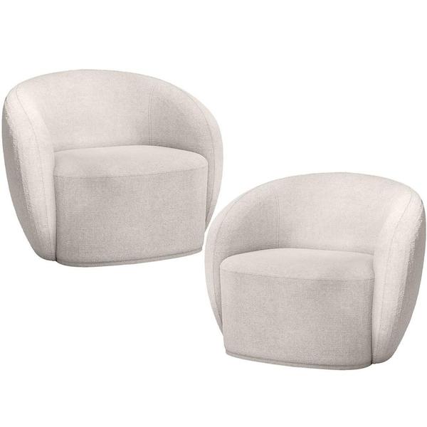 Imagem de Kit 02 Poltronas Decorativas Para Sala de Estar Living Gliese K01 Bouclê Creme - Lyam Decor