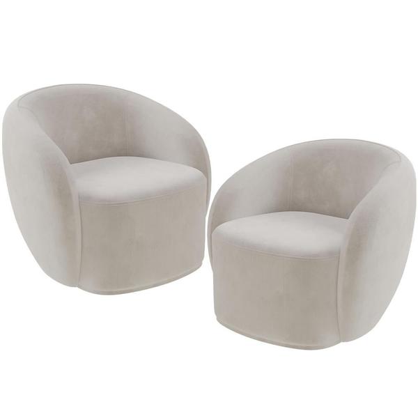 Imagem de Kit 02 Poltronas Decorativas Para Sala de Estar Living Gliese K01 Veludo Bege - Lyam Decor