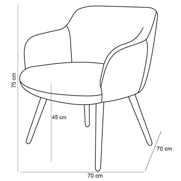 Imagem de Kit 02 Poltronas Decorativas Pés Palito Jade D02 Linho Cinza C-416 Tressê Material Sintético Preto - Lyam Decor