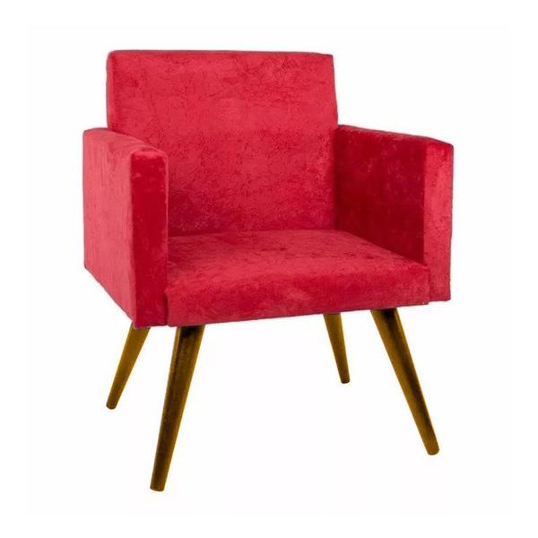 Imagem de Kit 02 Poltronas Decorativas Pés Palito Nina Suede Vermelho - SA Móveis