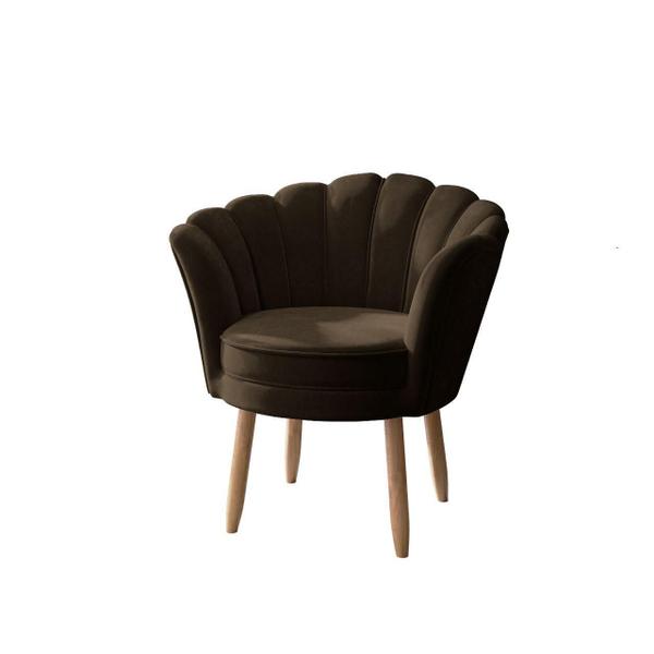 Imagem de Kit 02 Poltronas Decorativas Pétala Luxo Veludo Marrom Pés Palito - Visan Estofados